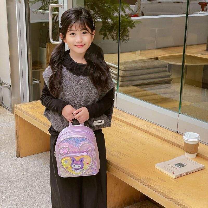 Kuromi Cartoon Pattern Backpack With Glitter Sequin For Kindergarten Kids