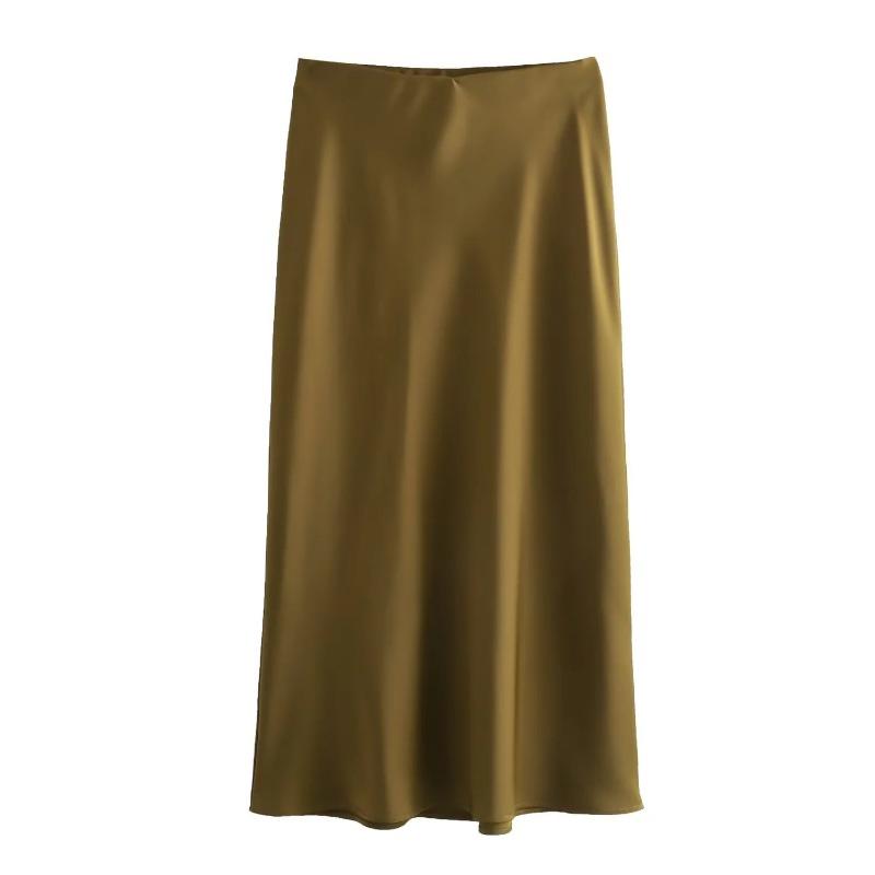 Sommer Neue Mode Hohe Taille frauen Satin Röcke Elegante Solide EINE Linie Lose Lange Rock für Frauen Vintage Slim Fit büro Damen Rock 25959