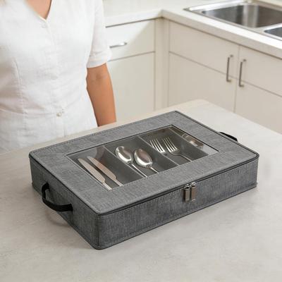 Bestekorganizer Deksel Ritssluiting Transparante Etikethouders Zilverwerk Opbergdoos Voor Picknick Reizen Huis Keuken Decoratie Gereedschap