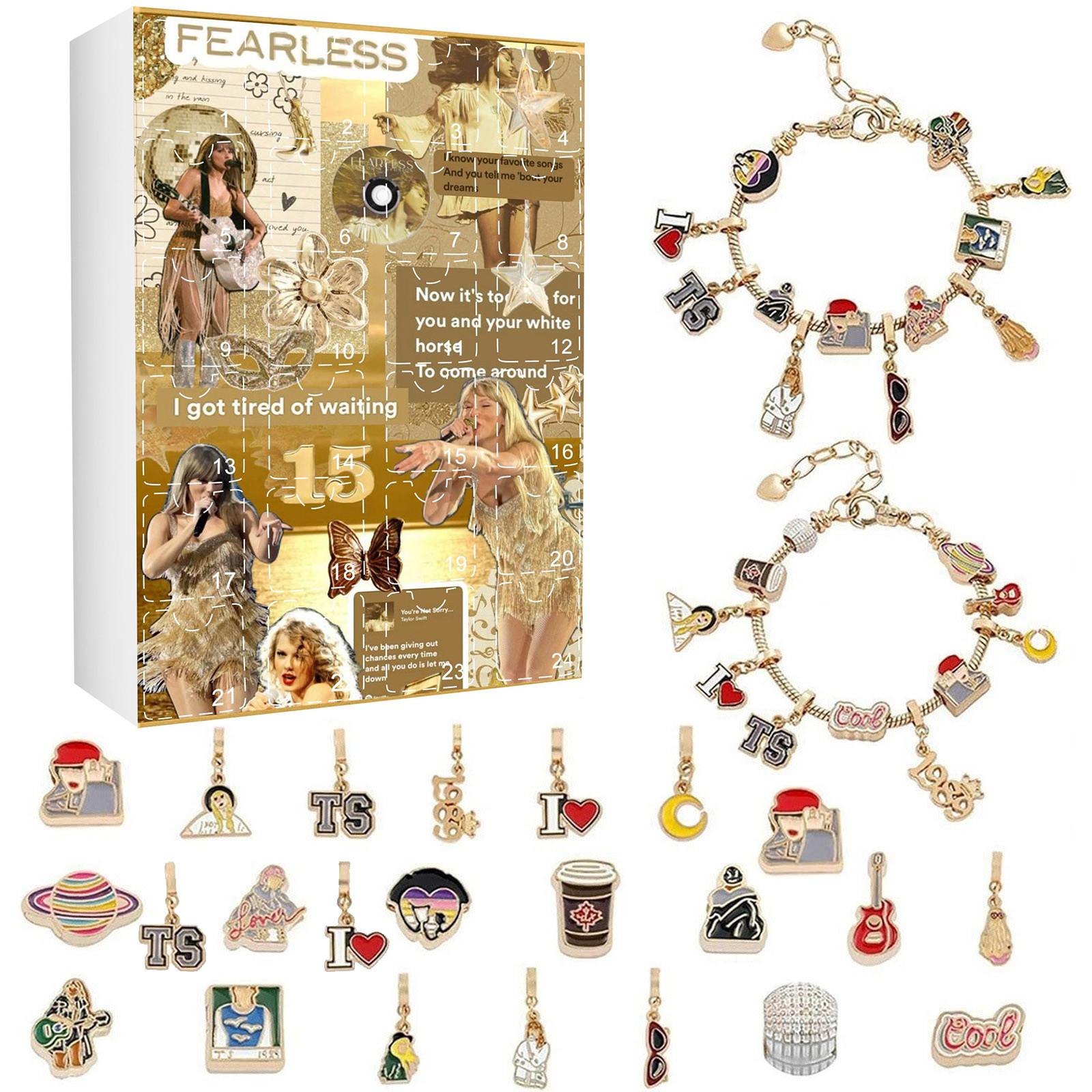 

Подарунки з адвент-календарем, набір для виготовлення браслетів своїми руками для дітей і дорослих, 24-денний різдвяний календар зі зворотним відліком, ювелірні подарунки One Size