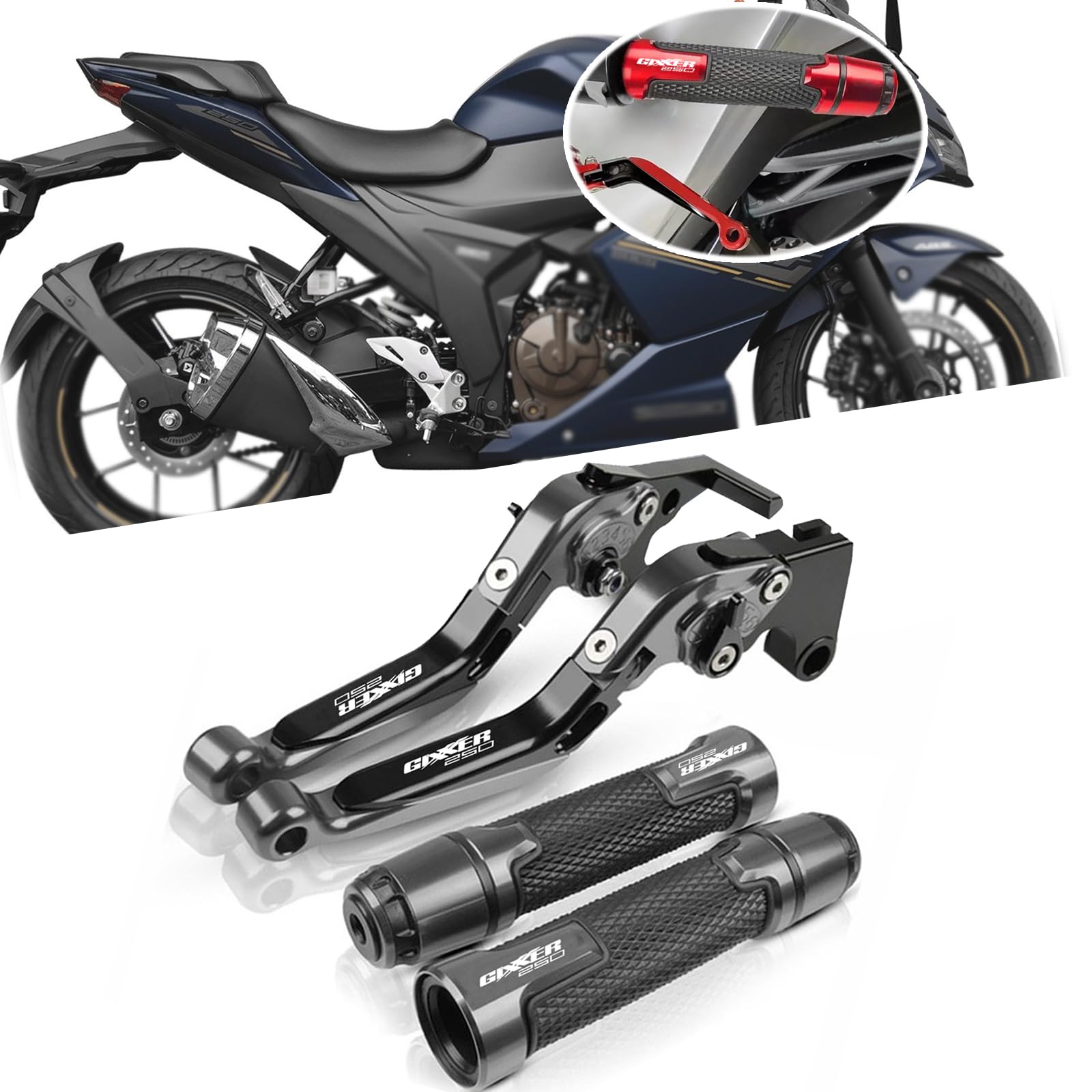 PEDAPENG Для GIXXER 250 SF 2025 Регулируемый складной комплект рычагов сцепления Тормозные рычаги сцепления для скутера