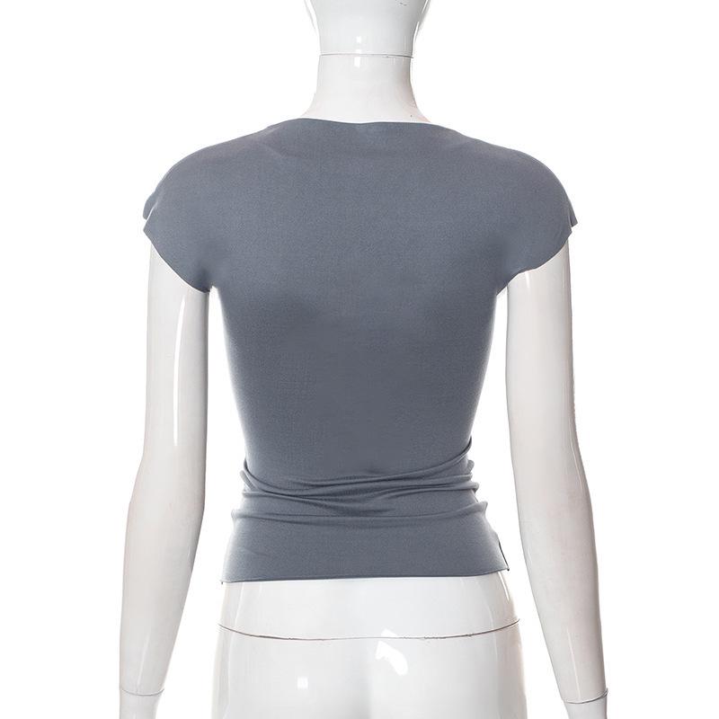 European & American Women's 2022 Autumn Slim Fit Hollow Out Round Neck T-shirt