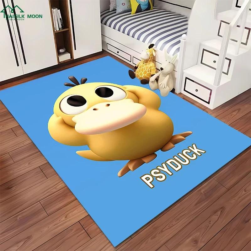 Japanese P0kem0n Theme Psyduck Printed Carpet Rugs for Living Room Bedroom Dining Office Sofa Non-Slip Large Decor Mat Potdemiel