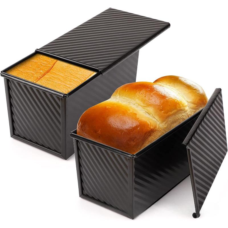 Räfflad brödform med lock – Form för bakning av bröd och toast, Bakverktyg för ugn, Non-stick bakform