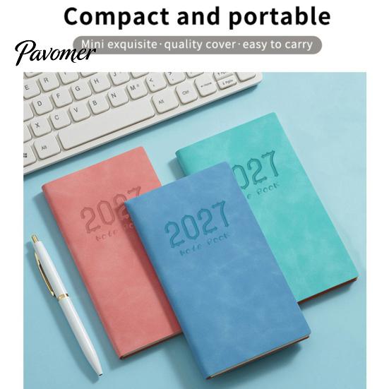 Gift for Students Professionals 2027 A6 Weekly Planner, 365 Day English Schedule Pocket Notebook Compact Travel Diary with Ribbon Bookmark,