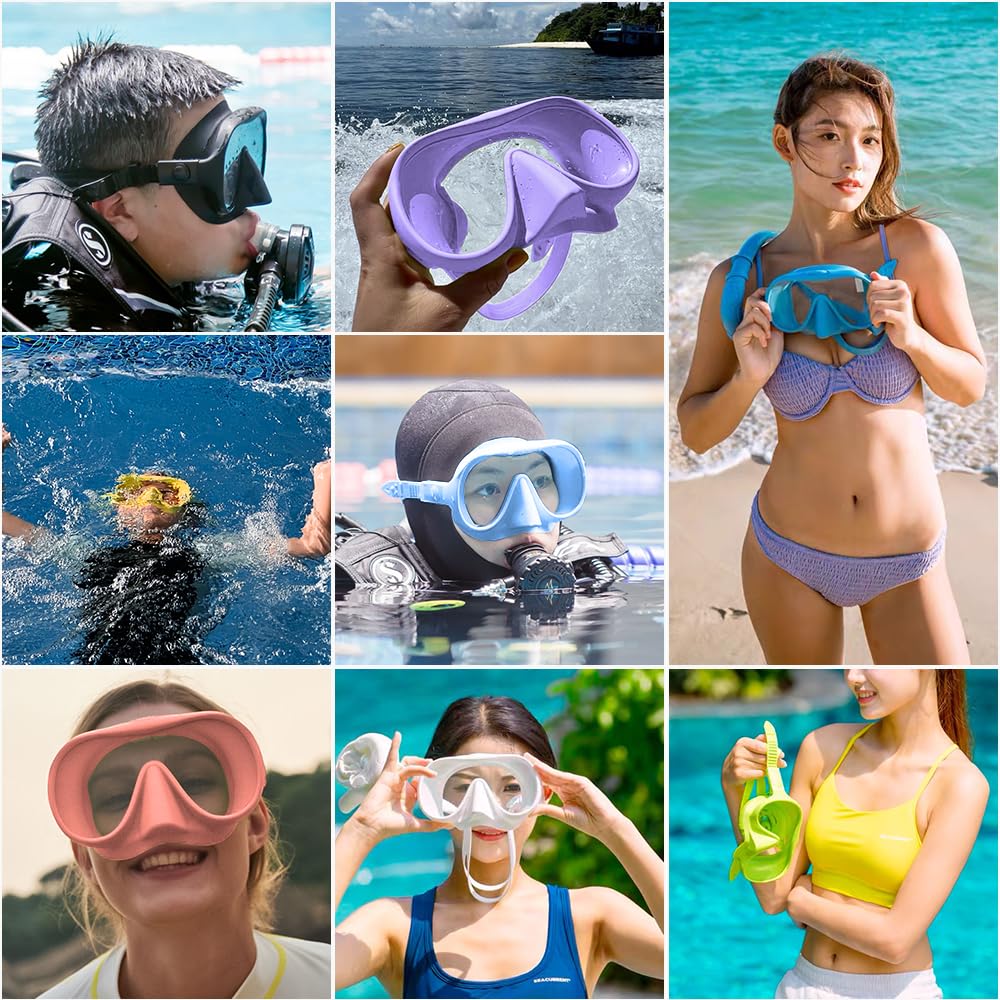 HEARTST Snorkel Set Snorkeling Snorkel Mask Frameless Snorkeling Macaron Color