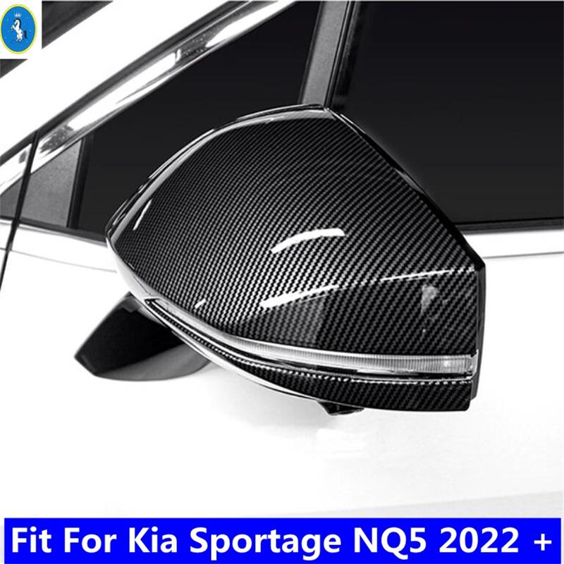

For Kia Sportage NQ5 2024 Carbon Fiber Look Rearview Mirror Shell Rear-view Mirror Cover Trim ABS Exterior Accessories