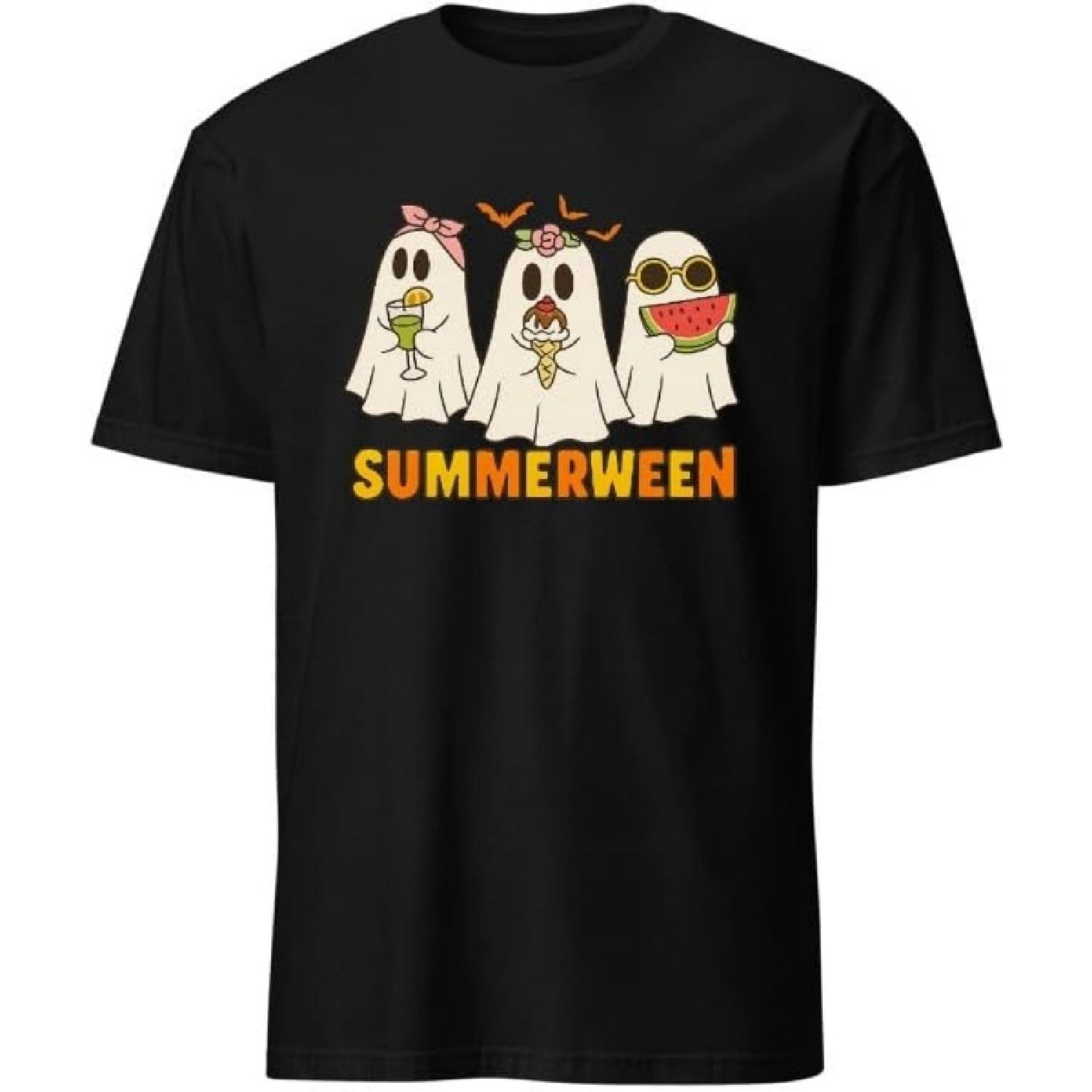 PrimeChoose Crazy Scary Summerween Vibe Ghost with Ice Cream and Watermelon T-Shirt Summer-ween Party Tee for Men and Women XXXXXL разноцветный