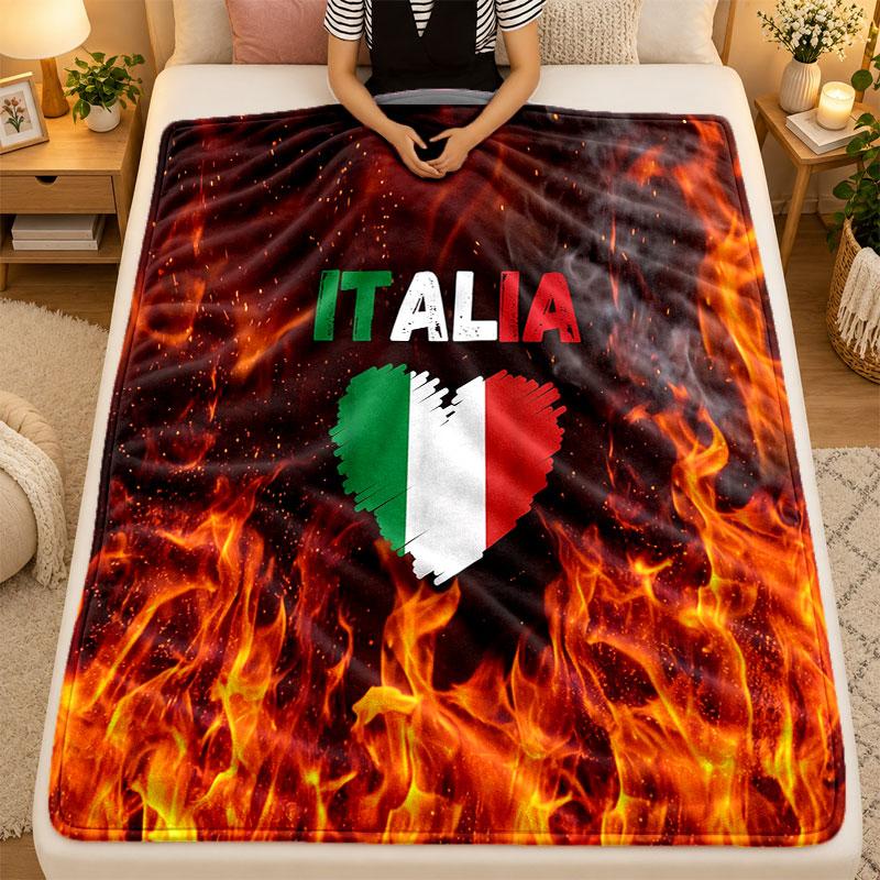 Flannel BlanketItaly Football Warm Soft Throw Blanket for Indoor Sofa Bed Living Room Use