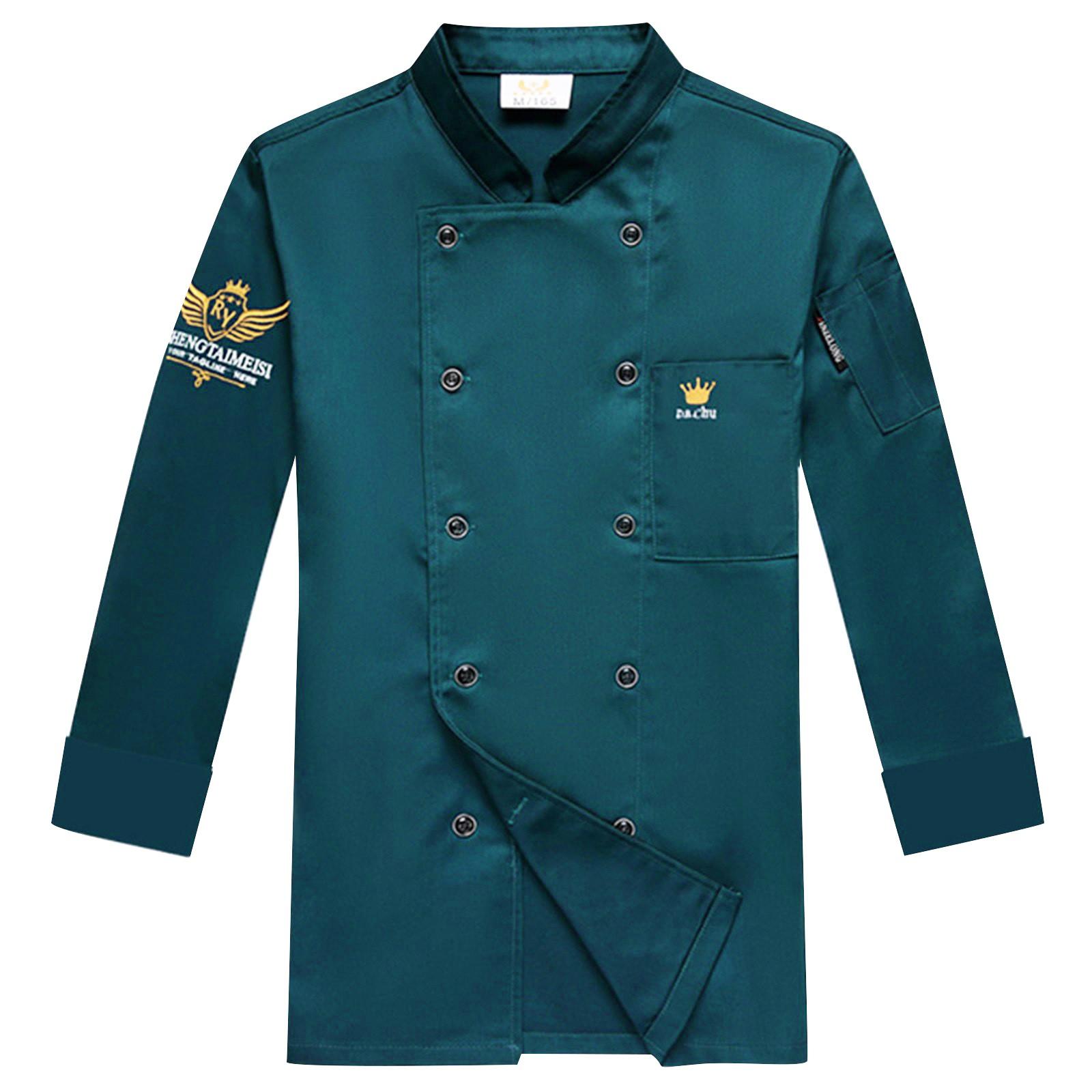 

Униформа шеф-повара с длинными рукавами унисекс, рабочая одежда для общественного питания, кухонная форма M тёмно-синий