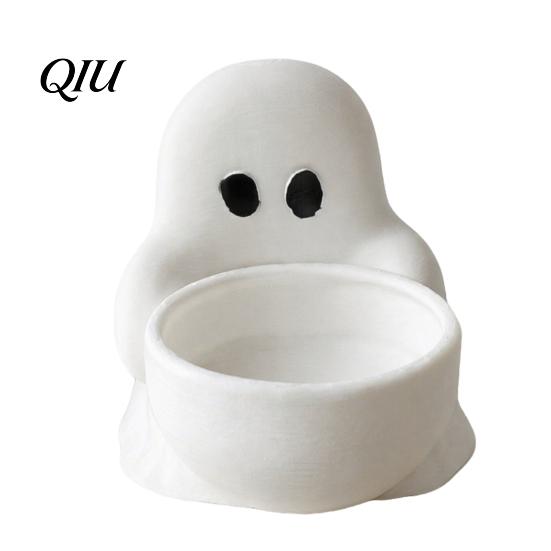 Halloween Ghost Night Light Candle Holder, Cute 3D Printed Tea Holder for Novelty Gift Item Scented Candles, Small Tabletop Candy Dish Party