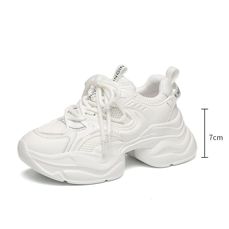 

Летняя сетчатая дышащая и освежающая сетчатая толстая подошва, увеличивающая рост, спортивная женская обувь для отдыха на открытом воздухе, беговая спортивная обувь 7 см 35