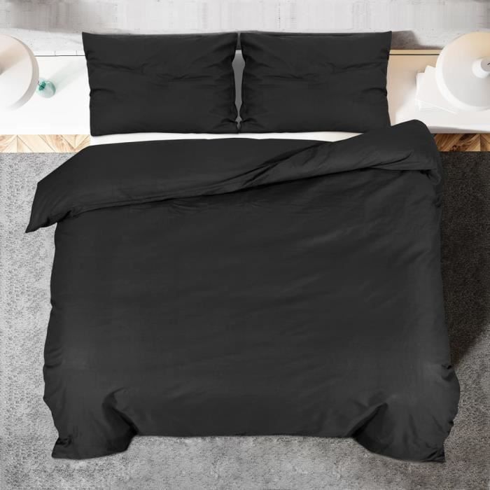 VidaXL Ensemble de housse de couette Noir 260x220 cm Coton136125