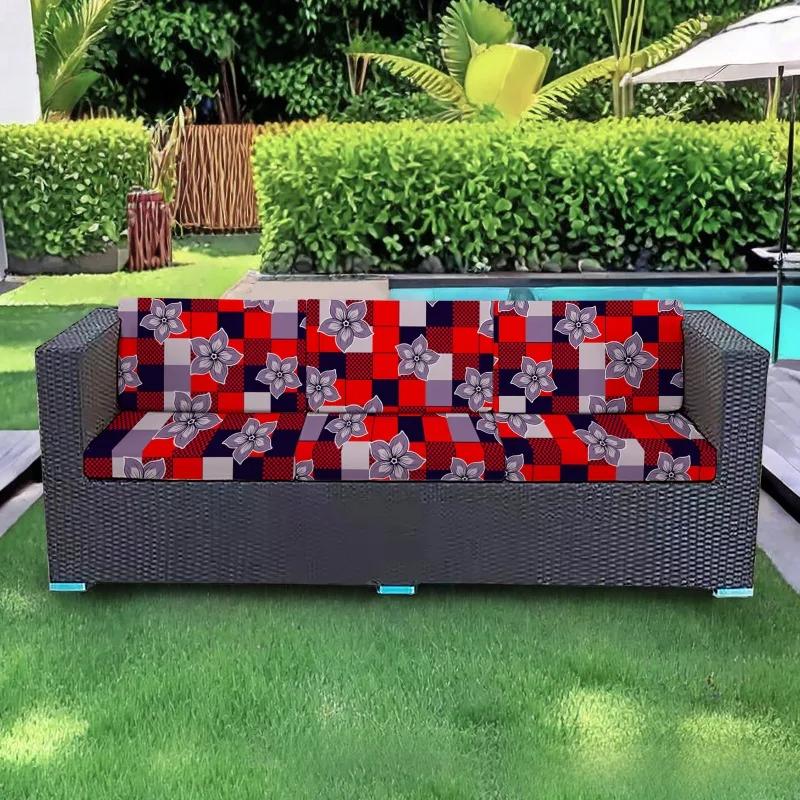 Patio Waterproof Printing Sofa Seat Furniture Protector Slipcover Stretch Sofa Cushion Cover with Elastic Bottom for Living Room