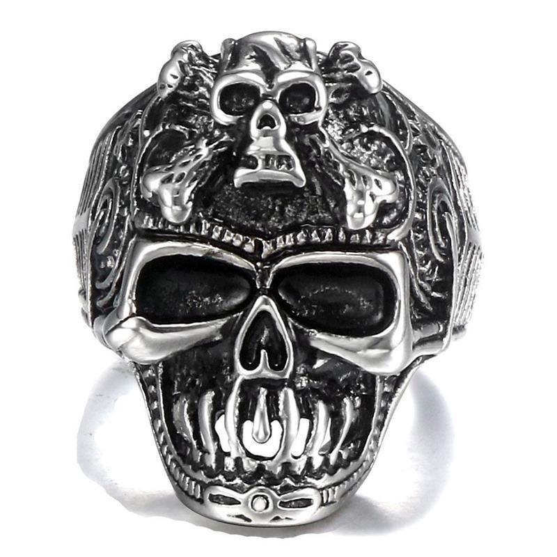 Adjustable Skull Ring Men Women Vintage Punk Gothic Style Copper Open Band Jewelry Accessory