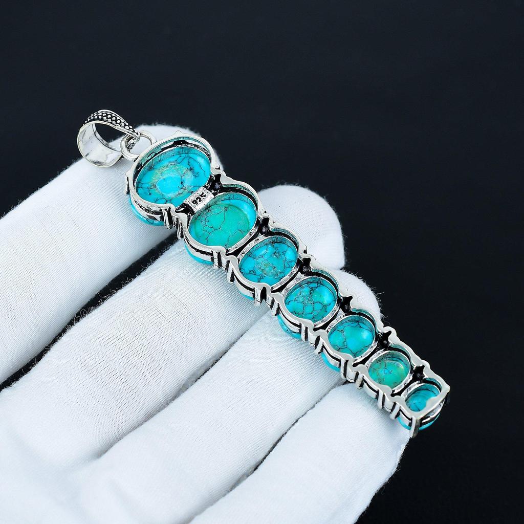 Natural Turquoise Pendant, 925 Sterling Silver Pendant, Handmade Pendant, Antique Pendant, Turquoise Gemstone Pendant, Valentine's Day Gift