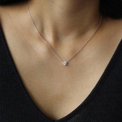 NORMALLEE [White Gold] Basic Cubic Necklace (XL)