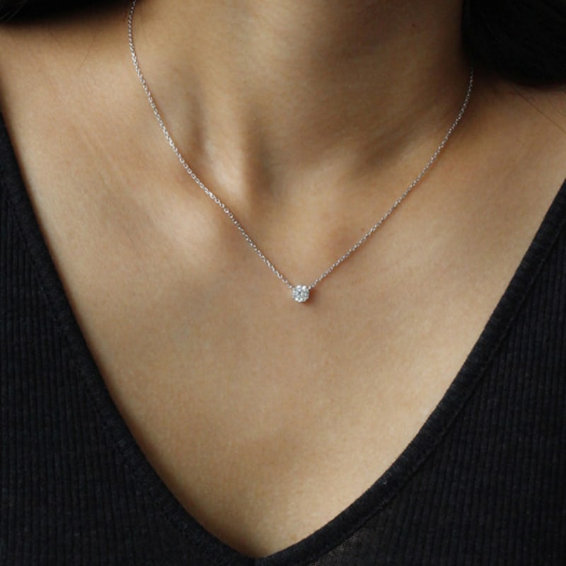 NORMALLEE [Bílé zlato] Základní kubický náhrdelník (XL)