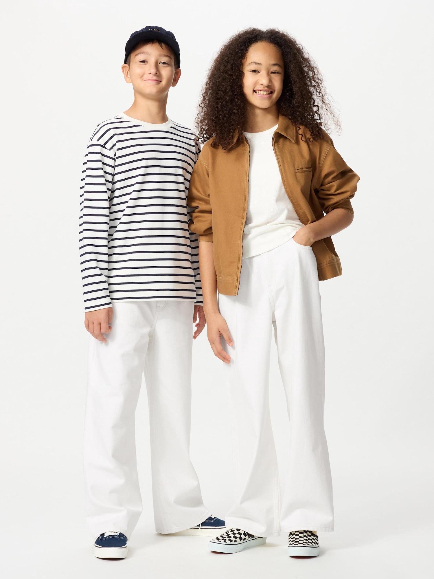 

Uniqlo Детские джинсы широкого кроя, прямые, однотонные, с молнией 01 OFF WHITE/KIDS 110