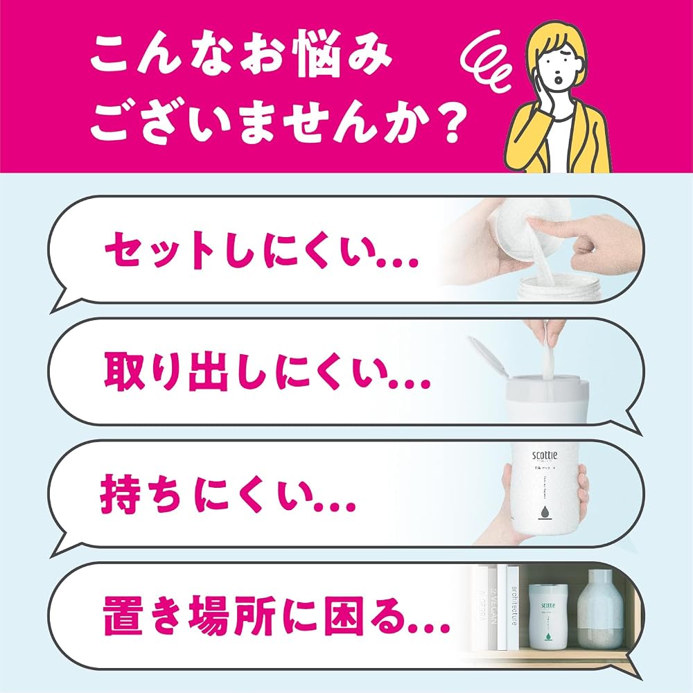Japanese Product Scottie Alcohol Cleansing Wet Wipes 120 Sheets + 2 Refills 100 Sheets Each