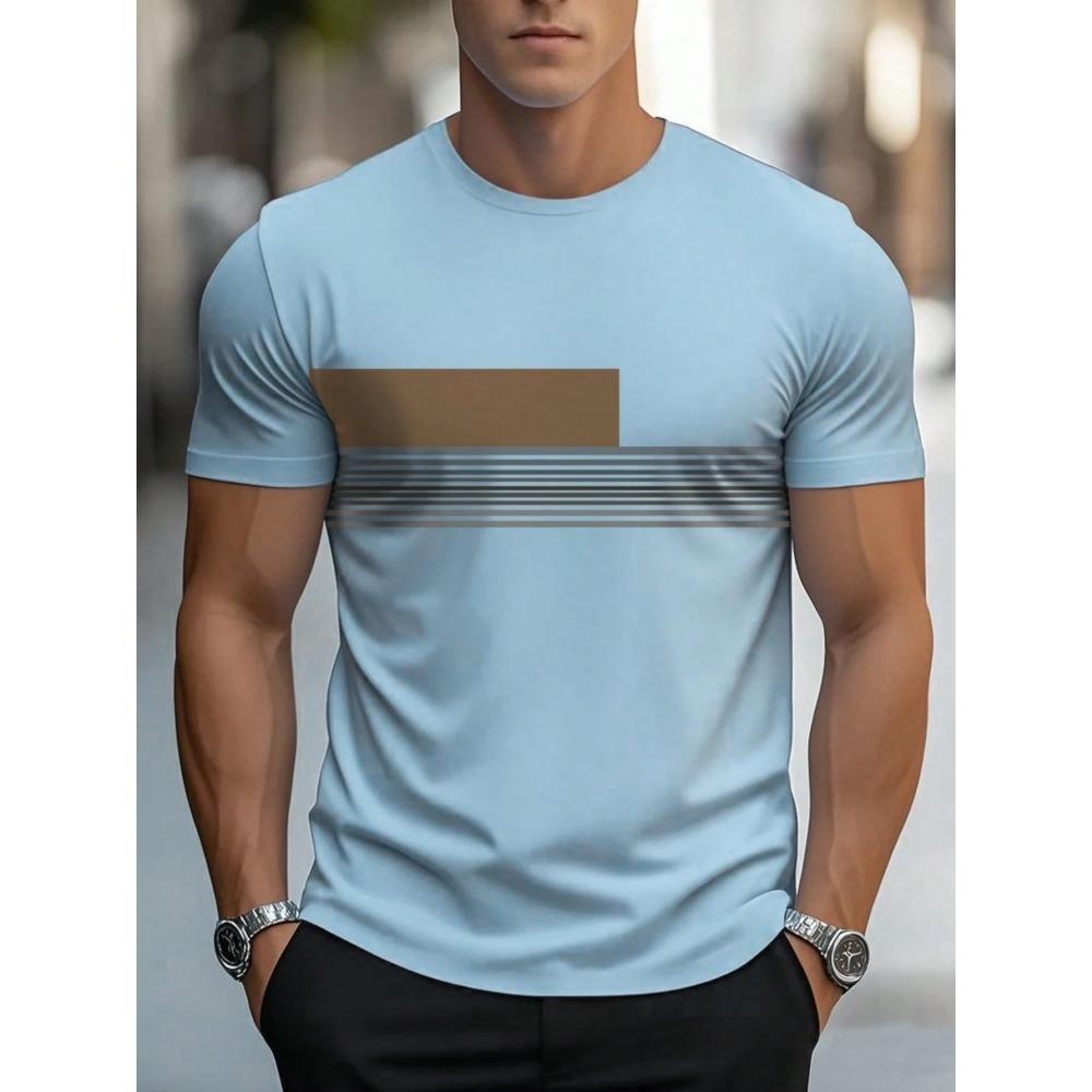Sommer Herren Freizeit Sport locker übergroß einfach Buchstabenmuster bedruckt Rundhals Kurzarm T-Shirt Top
