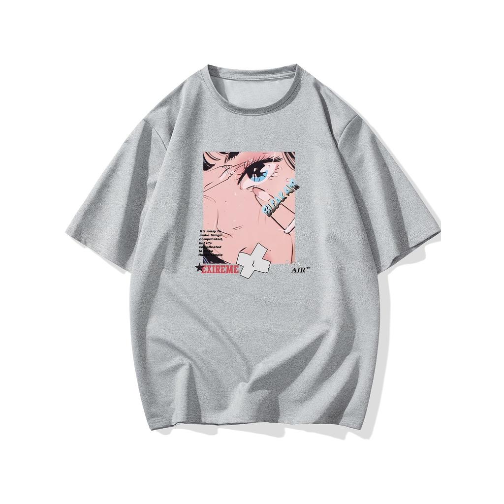Men's Casual Round Neck Short Sleeve T-Shirt Anime Eye Print Daily Top