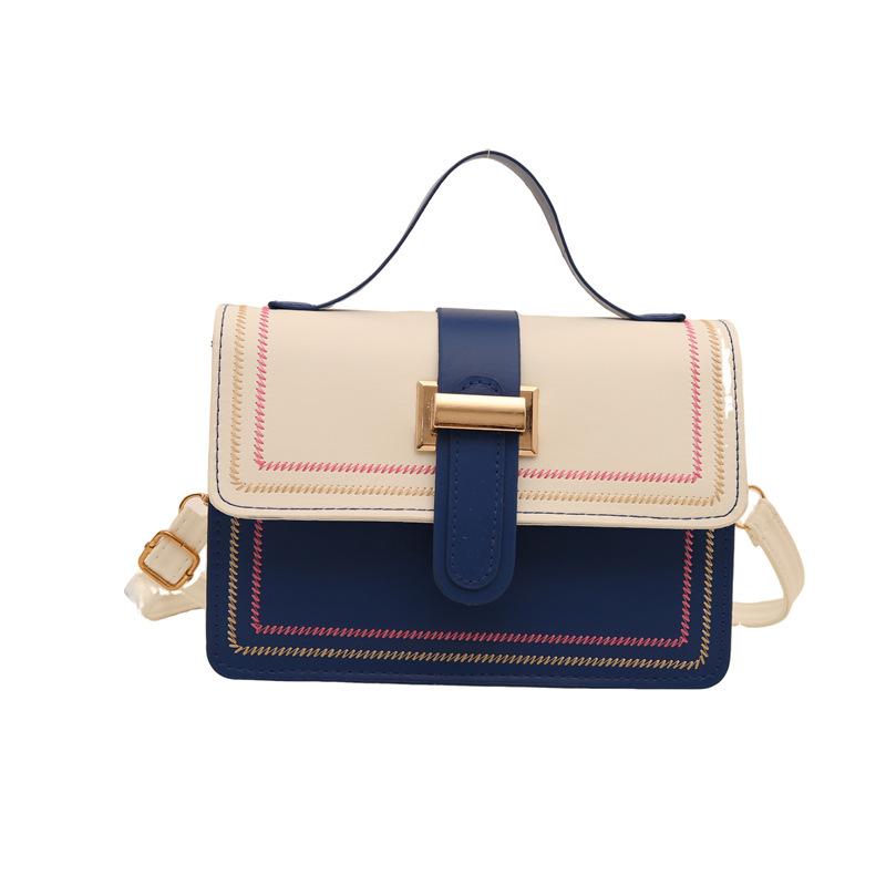 Small Square Bag Contrasting Color Retro Versatile Shoulder Messenger Bag Women'S Striped Texture Large Capacity Commuter Handbag Women'S Bag