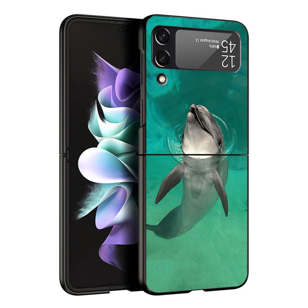Ocean Animal Cute Dolphin Case For Samsung Galaxy Z Flip 7 6 5 4 3 z Flip7 Flip6 Flip5 Flip4 5G Phone Cover Flip3 Folding Coque