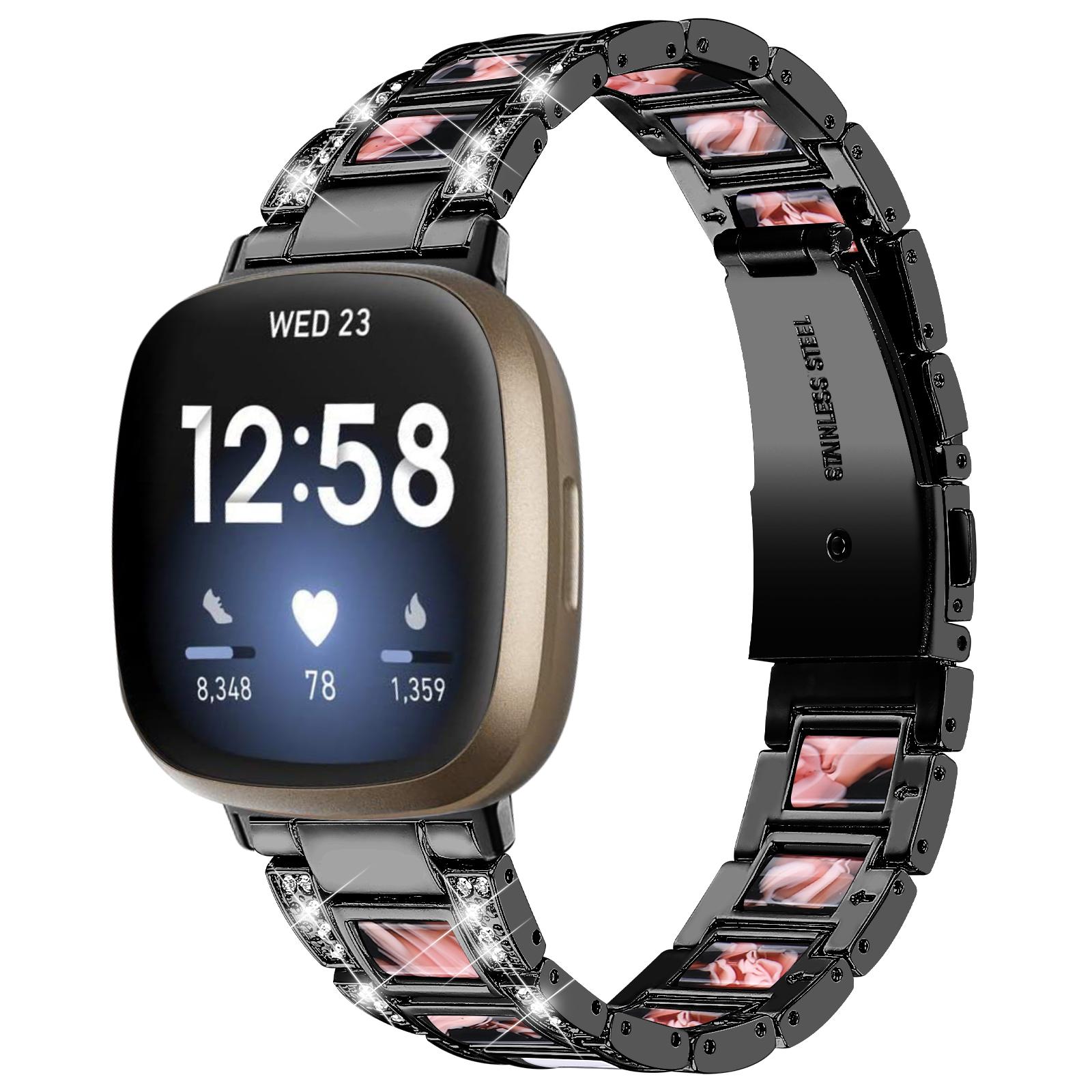 

Діамантовий ремінець для Fitbit Versa 4 3 Sense 2-діапазонний розумний годинник Аксесуари Металевий браслет із полімерної нержавіючої сталі Ремінець Fitbit Versa 3 For Fitbit Versa 4