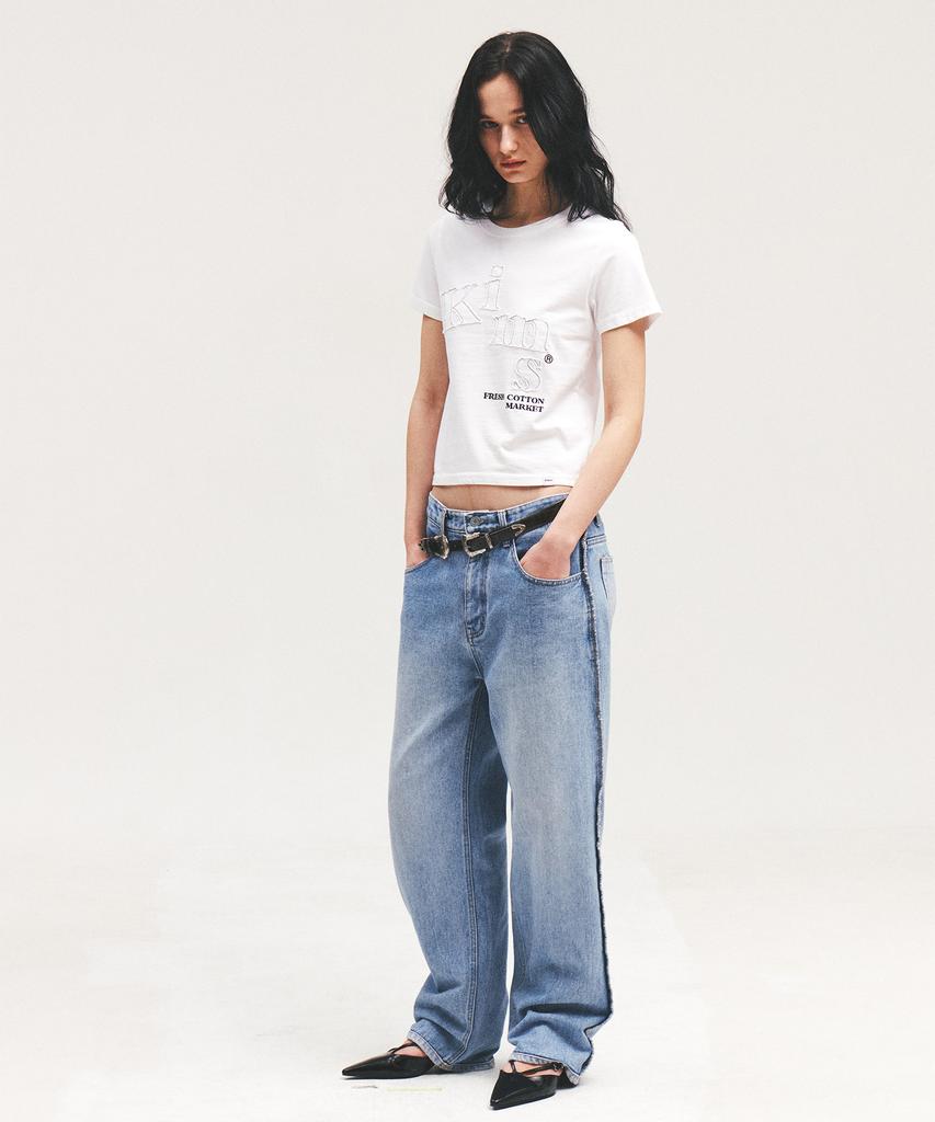 Kimseupeulesikoteunmakes Messy Single Applique Tee White