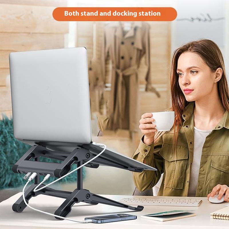 

C19U Dual Layer Laptop Stand Tablet Notebook Riser Storage Rack with HD USB3.0 TF/SD Hub A