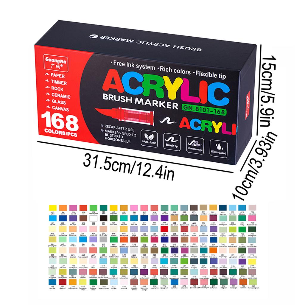 Acrylic Paint Soft Brush Markers Set, Soft Brush Tip Automatic Ink Control Paint Markers, Acrylic Paint Pens for Wood, Stone