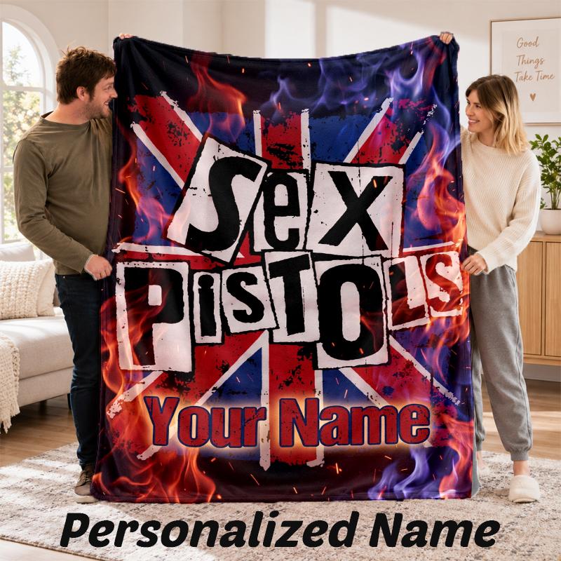 Sex Pistols Personalized Flannel Blanket Custom Name Text Soft Throw Blanket Home Decor