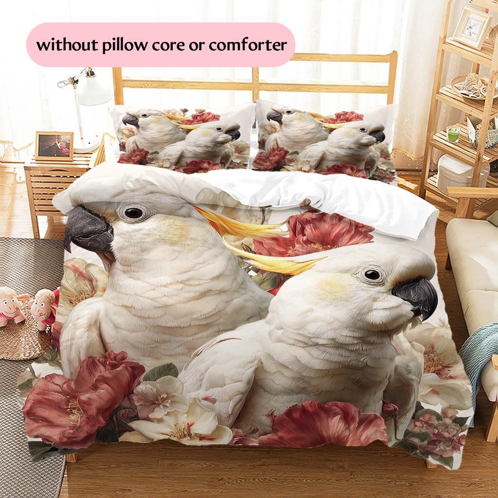 Beautiful Cockatoo Pattern Bedding Home Decoration Birthday Gift (1 * duvet cover + 2 * pillowcase, without core)