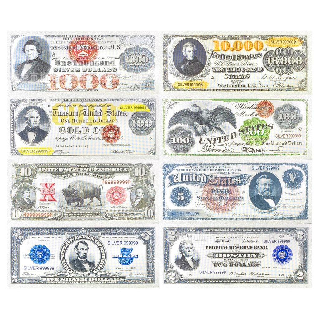Creative Silver PET US Dollar Commemorative Banknote Bookmark for Theme Parties and Card Collections