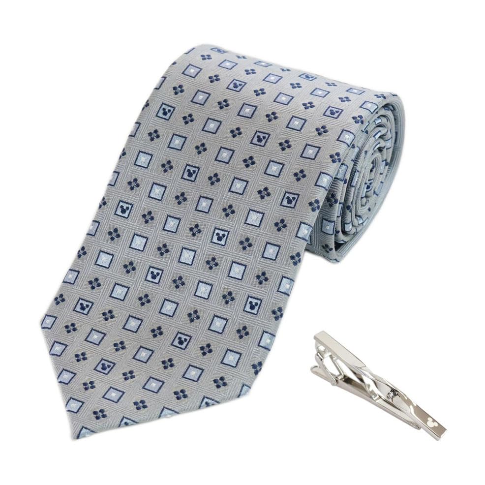 Disney Mickey Mouse Tie Tie Bar Set Includes Tie and Tie Gift & (DN902513-2) Gray, Clip,