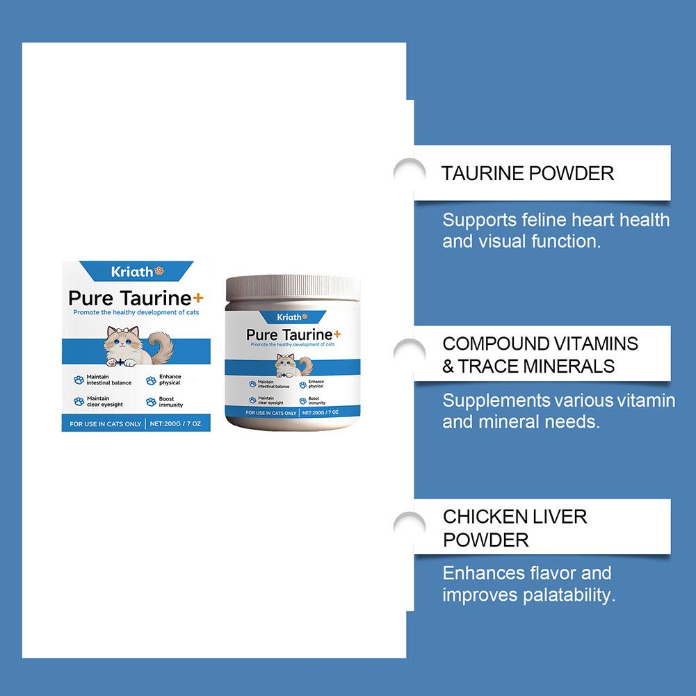 Cats Taurine Powder Supporting Heart Health 200g High Purity Taurine Powder for Cats Heart Health Vision Immune Support Easy Mix