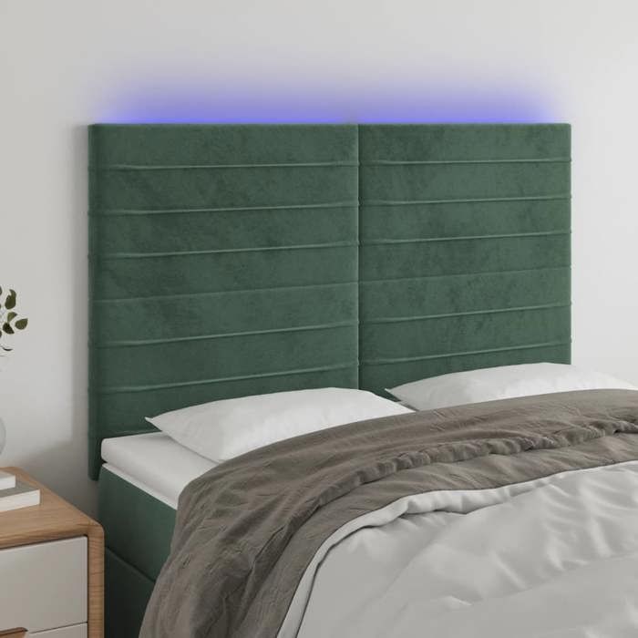 VidaXL LED Headboard Bedroom Furniture Double Bed Accessory Head of Bed Frame Interior Dark Green 3122615