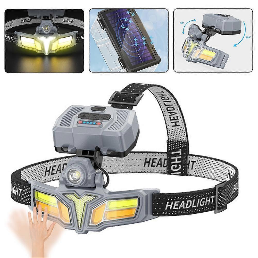COB LED Headlamp USB Rechargeable Head Flashlight Work Light Outdoors