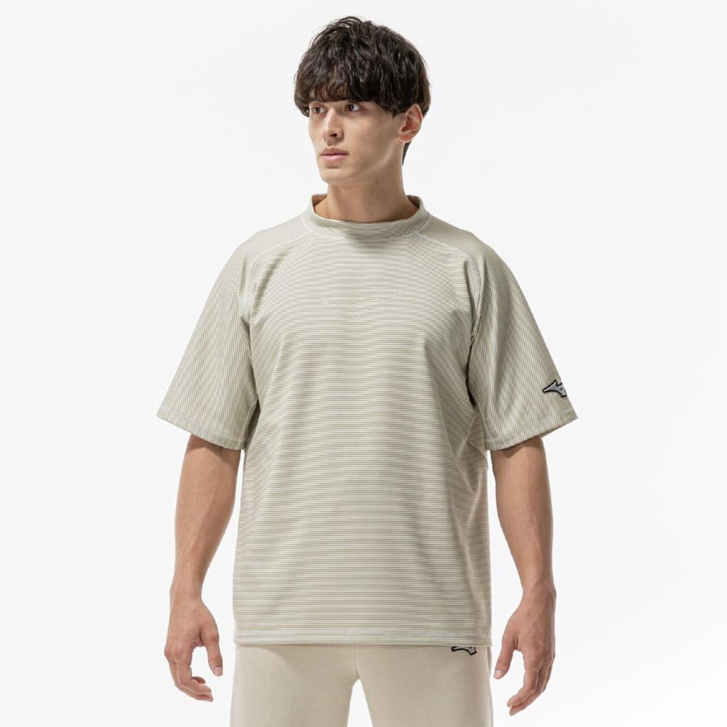 Training Wear Stretch Stripe Stretch 32MAD003 Unisex Silver Birch 3XL [Mizuno] T-Shirt