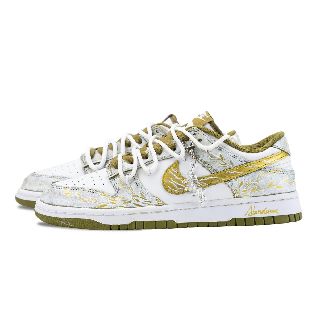 Nike Dunk Abundant Land Slip Resistant Abrasion Resistant Low Top Skateboard Shoes Men's White Gold DV0833-105(Team836-)