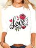 (Asian Size) Print Autumn Winter Spring Women Female Clothing Casual Tee O-neck Letter Floral  Long Sleeve T Shirt Fashion Top Graphic T-shirts