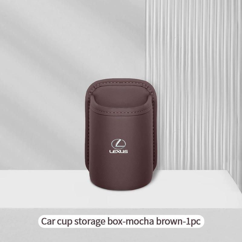 16x10cm PU Leather Car Door Edge Storage Box Cup Holder Drink Bin Phone Holder Bag In-Car Trash Can Interior Decoration