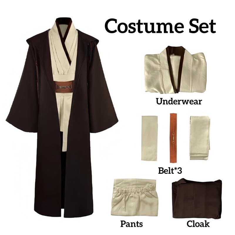 Obi Wan Kenobi Herrenkostüm Robe Erwachsener Männlich Jedi Ritter Tunika Kostüm Kapuzenuniform Komplettset Halloween Cosplay Umhang