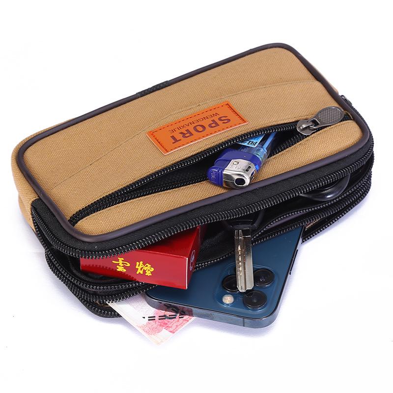 Canvas Reißverschluss Hüfttasche - Unisex, Handy- & Geldbörsenhalter für Laufen oder Bau