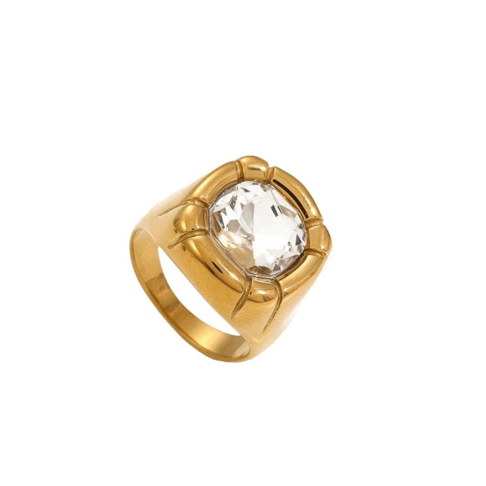 Colorful Zircon Zircon Rings Stainless Steel Finger Ring Elegant Gold Plated Rings  for Women