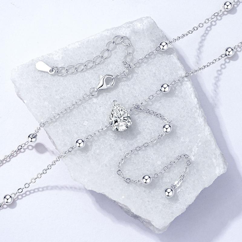 Chokers Necklaces 14K Gold Filled 2.0ct Pear Moissanite Necklace  Chain-Style Tassel Design Y Design Pendant Necklace
