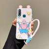 KEYSION Cute Ear Cartoon Case for VIVO Y17 Y15 Y12 with Lanyard Soft Silicone+PC Shockproof Phone Back Cover for VIVO Y11 2019