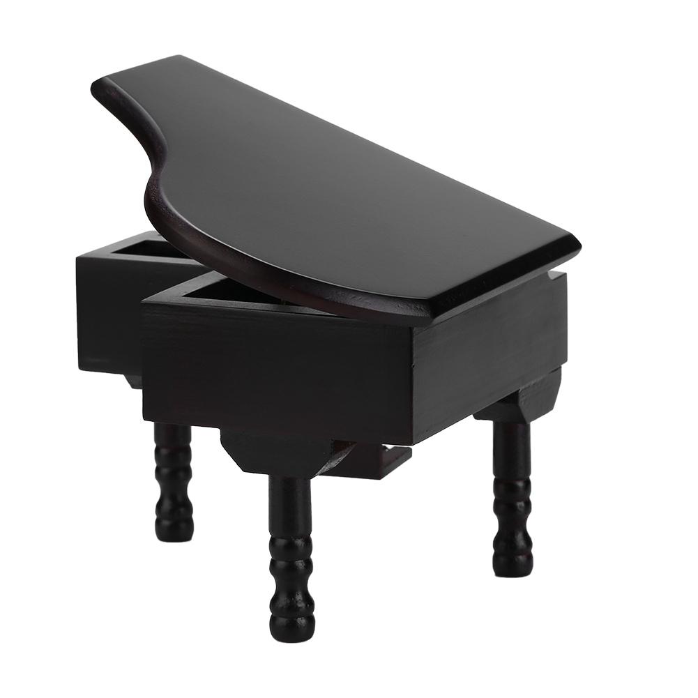 Grand Piano Shaped Windup Wooded Music Box with Small Stool Creative Gift Birthday Present