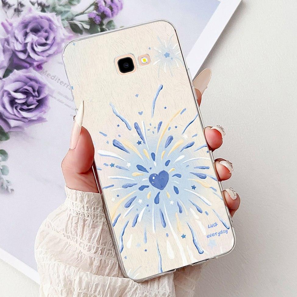 For Samsung J4 Plus Case Clear Cute Fashion Flowers Cool Painted Back Cover For Samsung Galaxy J4+ Phone Case SM-J415F SM-J415G